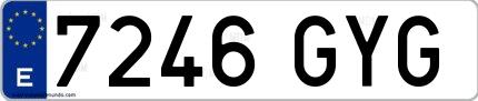 Ejemplo de matrícula española 7246 GYG