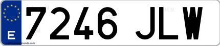 Ejemplo de matrícula española 7246 JLW