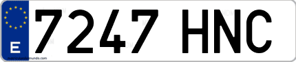Ejemplo de matrícula de coche ordinaria 7247 HNC