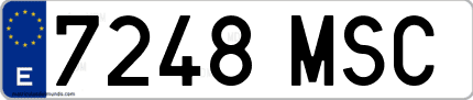 Ejemplo de matrícula de coche ordinaria 7248 MSC