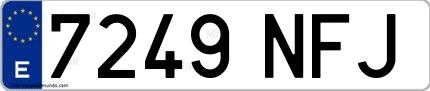 Ejemplo de matrícula española 7249 NFJ