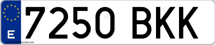 Ejemplo de matrícula de coche ordinaria 7250 BKK