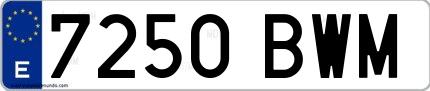 Ejemplo de matrícula española 7250 BWM