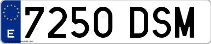 Ejemplo de matrícula española 7250 DSM