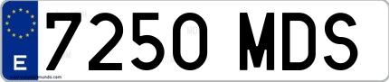 Ejemplo de matrícula española 7250 MDS