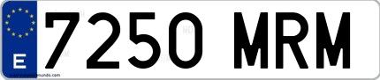 Ejemplo de matrícula española 7250 MRM