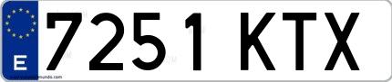 Ejemplo de matrícula española 7251 KTX