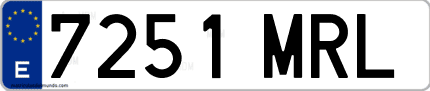 Ejemplo de matrícula de coche ordinaria 7251 MRL