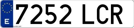 Ejemplo de matrícula española 7252 LCR