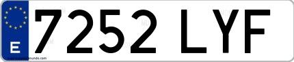 Ejemplo de matrícula española 7252 LYF