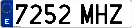 Ejemplo de matrícula de coche ordinaria 7252 MHZ