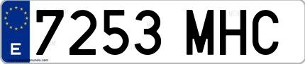 Ejemplo de matrícula española 7253 MHC