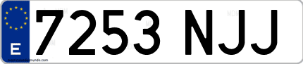 Ejemplo de matrícula de coche ordinaria 7253 NJJ
