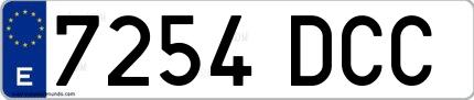 Ejemplo de matrícula española 7254 DCC