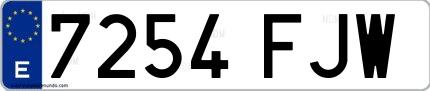 Ejemplo de matrícula española 7254 FJW