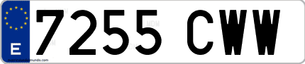 Ejemplo de matrícula de coche ordinaria 7255 CWW