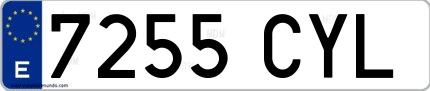 Ejemplo de matrícula española 7255 CYL