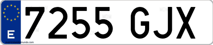 Ejemplo de matrícula de coche ordinaria 7255 GJX