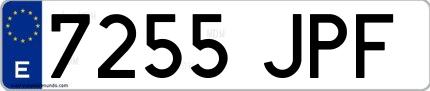 Ejemplo de matrícula española 7255 JPF