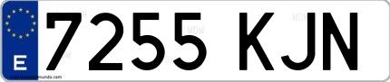 Ejemplo de matrícula española 7255 KJN