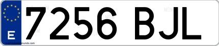 Ejemplo de matrícula española 7256 BJL