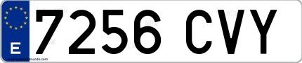 Ejemplo de matrícula española 7256 CVY