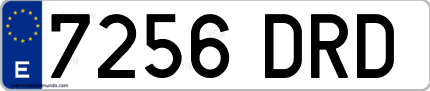 Ejemplo de matrícula de coche ordinaria 7256 DRD