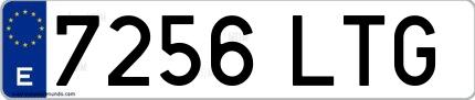 Ejemplo de matrícula española 7256 LTG