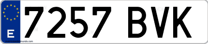 Ejemplo de matrícula de coche ordinaria 7257 BVK