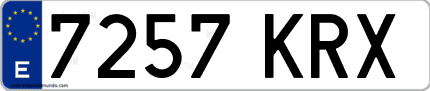 Ejemplo de matrícula de coche ordinaria 7257 KRX
