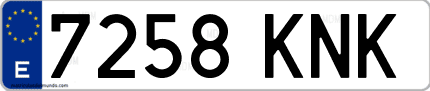 Ejemplo de matrícula de coche ordinaria 7258 KNK