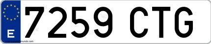 Ejemplo de matrícula española 7259 CTG