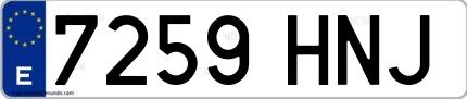 Ejemplo de matrícula española 7259 HNJ