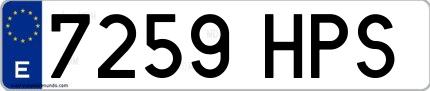 Ejemplo de matrícula española 7259 HPS