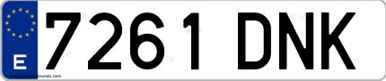 Ejemplo de matrícula de coche ordinaria 7261 DNK