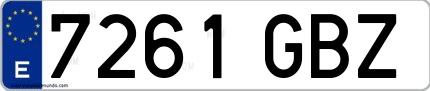 Ejemplo de matrícula española 7261 GBZ