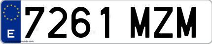 Ejemplo de matrícula de coche ordinaria 7261 MZM