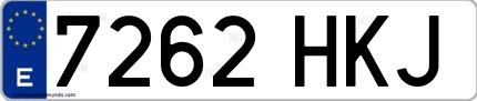 Ejemplo de matrícula española 7262 HKJ