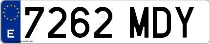 Ejemplo de matrícula española 7262 MDY