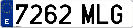 Ejemplo de matrícula de coche ordinaria 7262 MLG