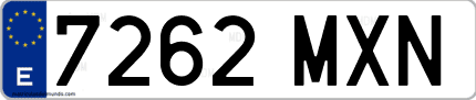 Ejemplo de matrícula de coche ordinaria 7262 MXN