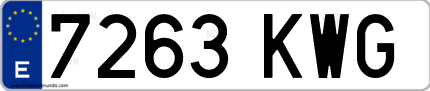 Ejemplo de matrícula de coche ordinaria 7263 KWG
