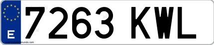 Ejemplo de matrícula española 7263 KWL