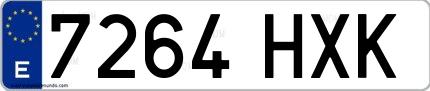 Ejemplo de matrícula española 7264 HXK
