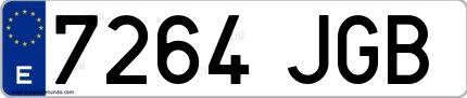 Ejemplo de matrícula española 7264 JGB
