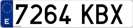 Ejemplo de matrícula española 7264 KBX