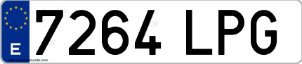 Ejemplo de matrícula de coche ordinaria 7264 LPG