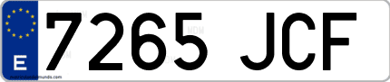 Ejemplo de matrícula de coche ordinaria 7265 JCF