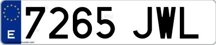 Ejemplo de matrícula española 7265 JWL