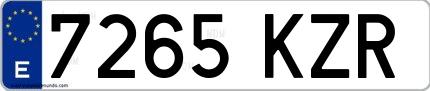 Ejemplo de matrícula española 7265 KZR